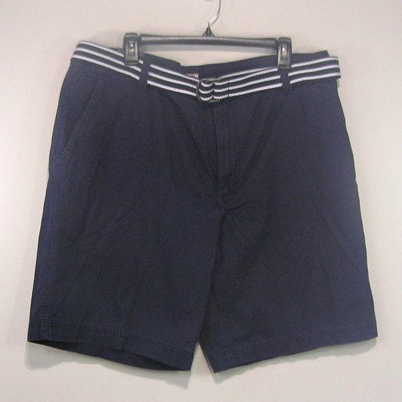 IZOD SHORTS SIZE 38 NAVY BLUE FLAT FRONT - Picture 1 of 8